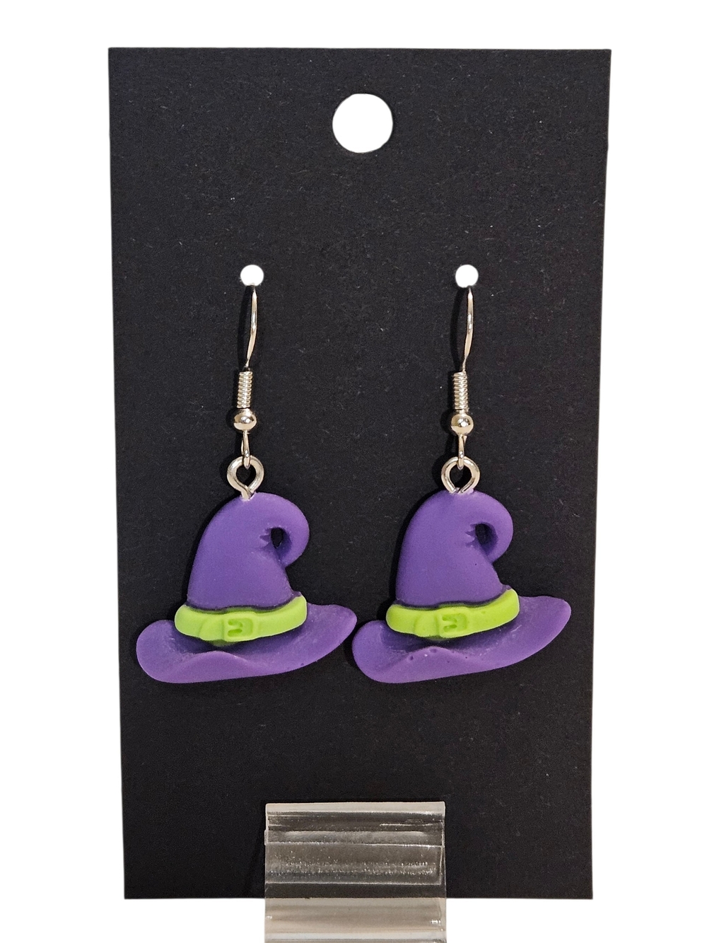 🎃 Halloween Set-Purple Bead Necklace, Witch Charm Bracelet, Witch Hat Earrings - Picture 6 of 7